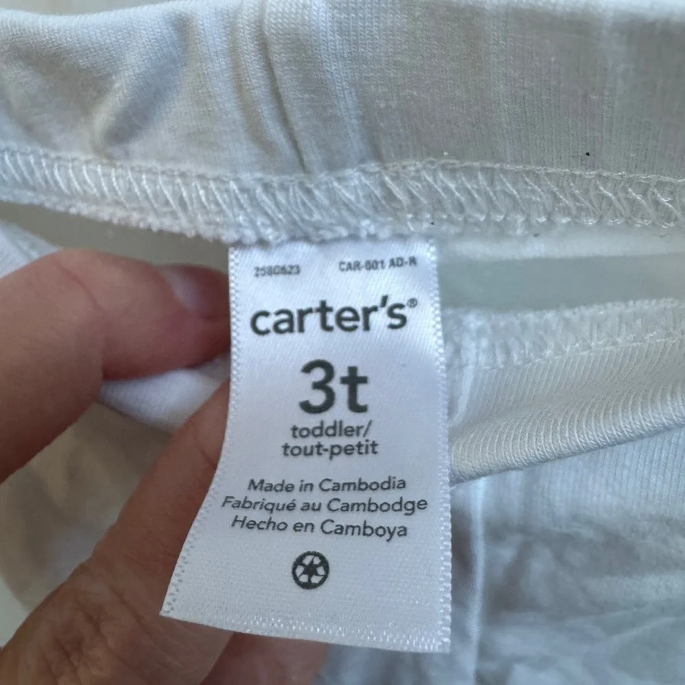 NWOT Carter’s 3T White & Pink Girls Floral Leggings Pants